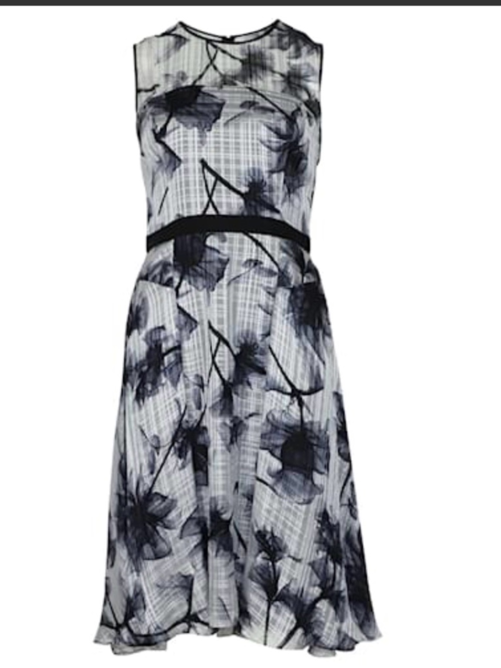 Jason Wu Sleeveless Silk Navy & White Floral A-Line Dress Size 2